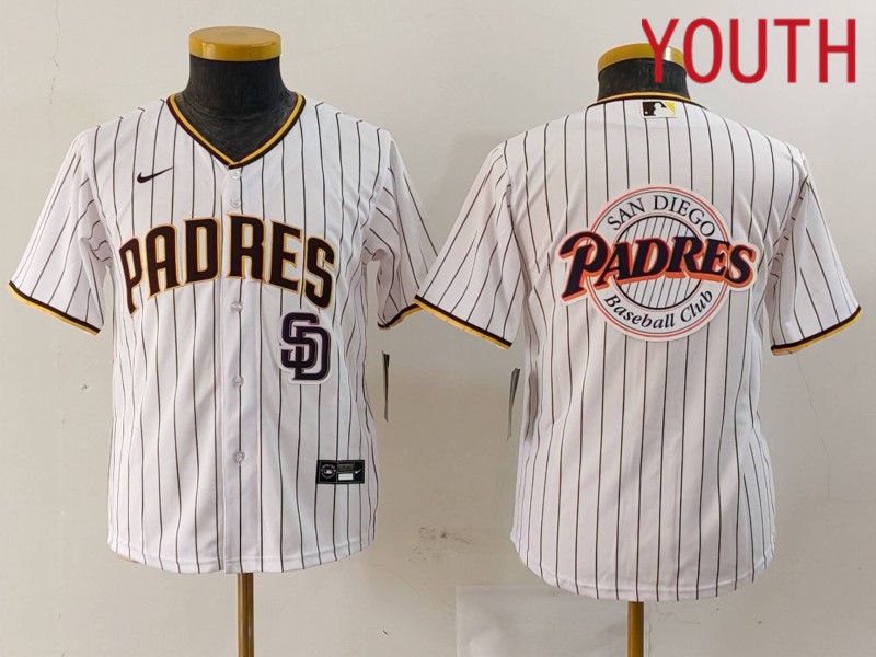 Youth San Diego Padres Blank White stripe Game 2024 Nike MLB Jersey style 6->los angeles dodgers->MLB Jersey